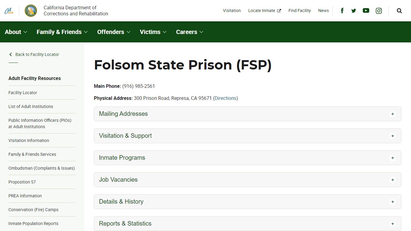Folsom State Prison (FSP) - California Department of Corrections and ...