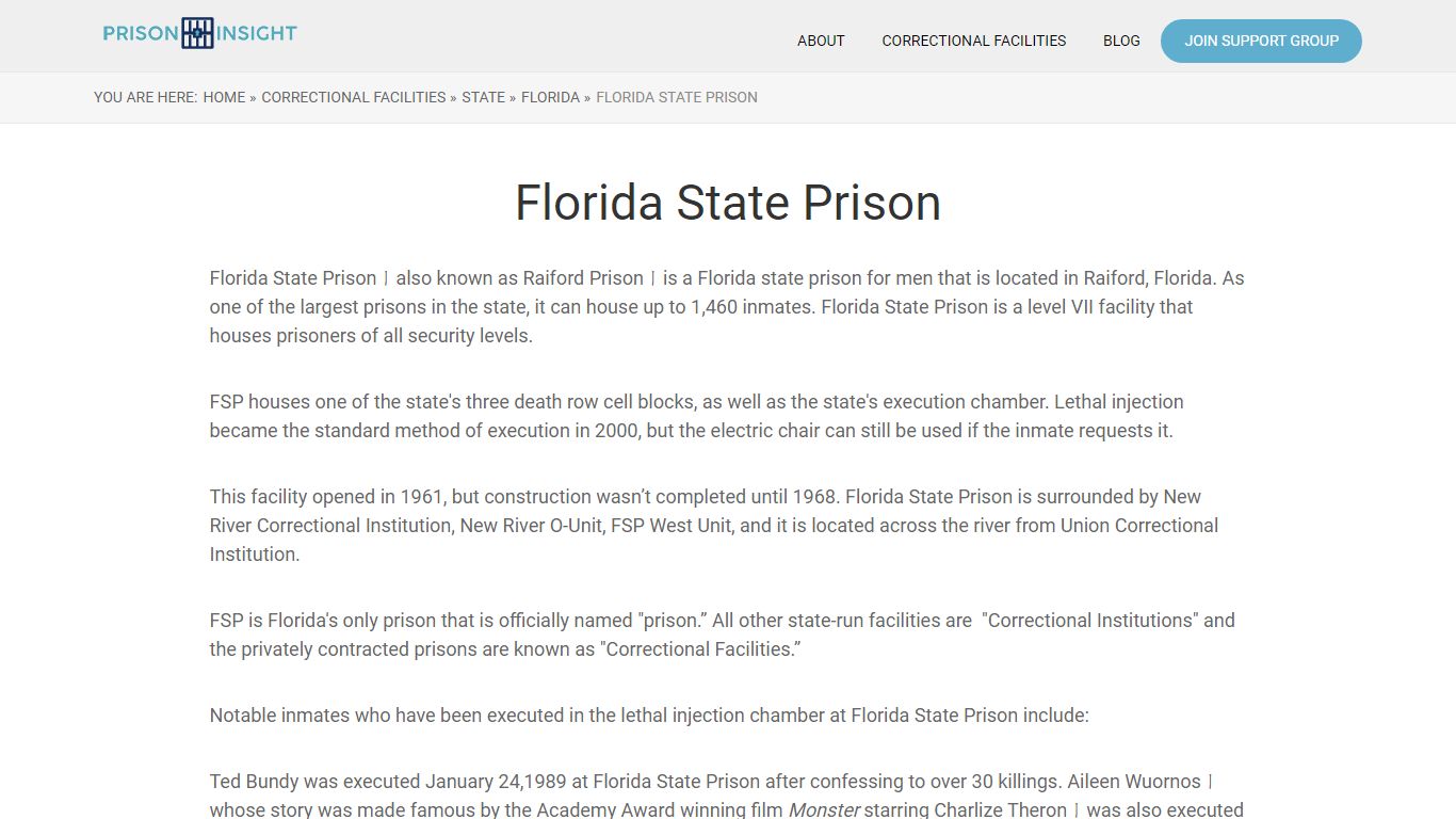 Florida State Prison - Prison Insight